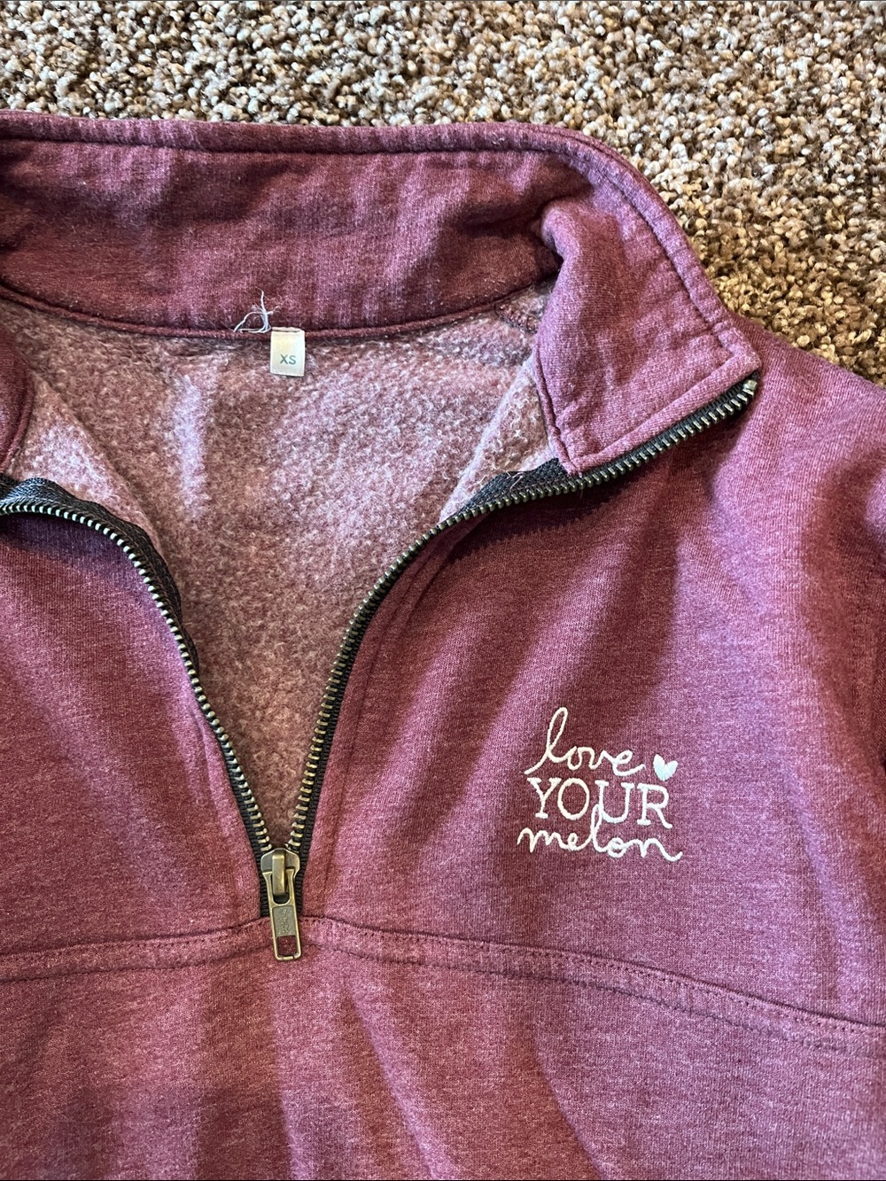 Love Your Melon Women's Maroon Half-Zip Pullover